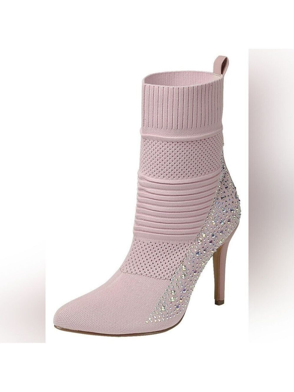 NWT Pink Rhinestone Sock Booties Sizes 5.5 -7 - Picture 4 of 4